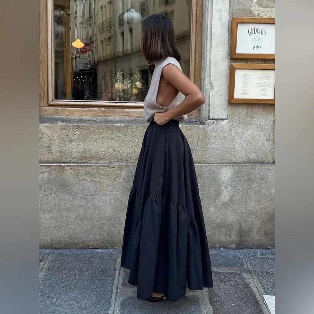 Commense Asymmetrical Pleated Maxi Skirt - Picture 6 of 13
